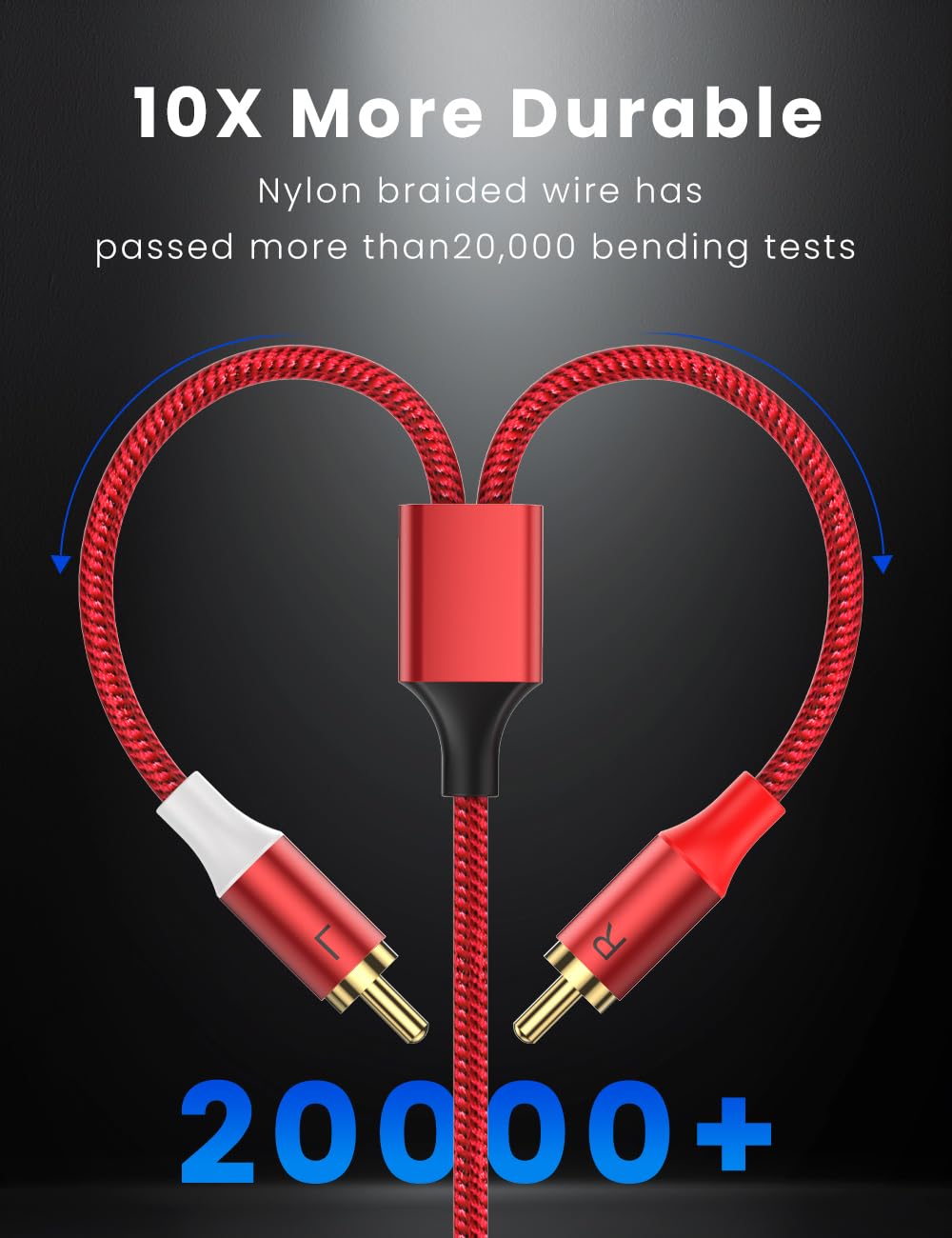 MOSWAG 2RCA Male to 2RCA Male Phono Cable 1m, 2 RCA Audio Cable Phono Lead