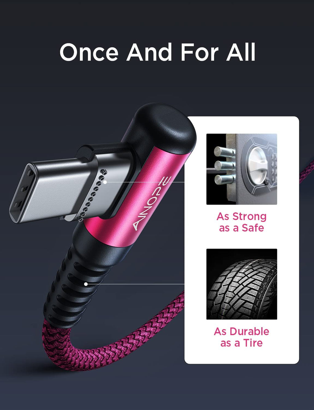 AINOPE USB C to USB C Cable 60W 3.1A, Type C to Type C Cable Right Angle, Compatible with Samsung Galaxy S21 S20, Note 20/10/9/8, MacBook Air/Pro 13'', iPad Mini 6/Pro/Air 2020,Pixel [0.5M]