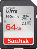 SANDISK Ultra SD Memory Card 64GB, Up to 140MB/s Read Speeds, UHS-I