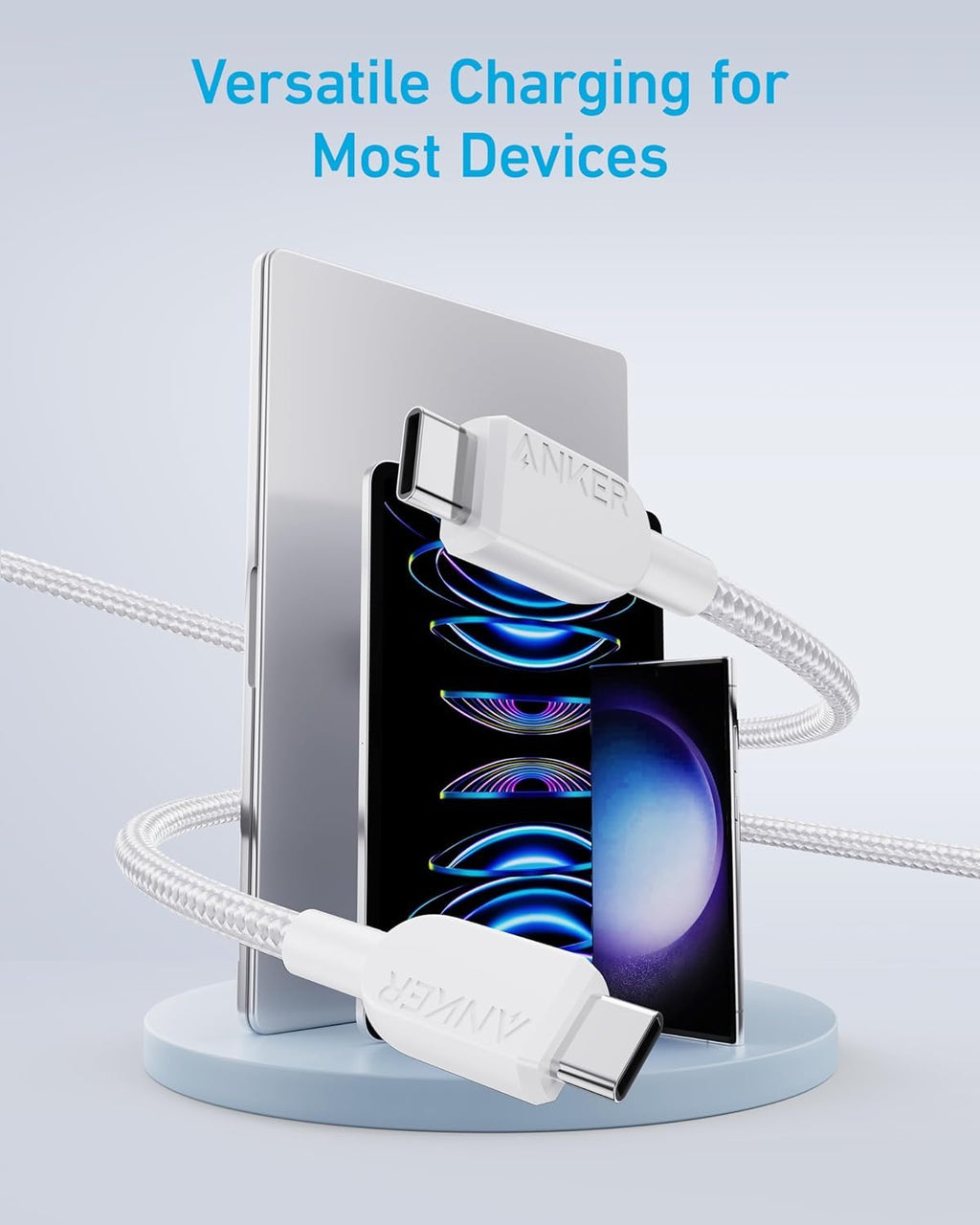 Anker 240W USB-C to USB-C Cable, 3 ft/0.9m Double Braided Nylon Type-C Charging Cable, for MacBook Pro, iPhone 17/16/15, iPad Pro, Samsung Galaxy,and More (Charger Not Included)