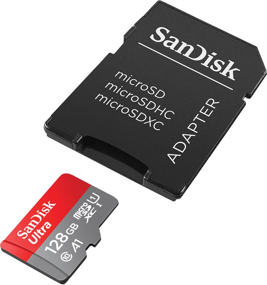 SanDisk 128GB Ultra microSDXC card + SD adapter, Memory card Full HD, up to 140 MB/s, For smartphones and Tablets, with A1 App Performance, UHS-I, Class 10, U1