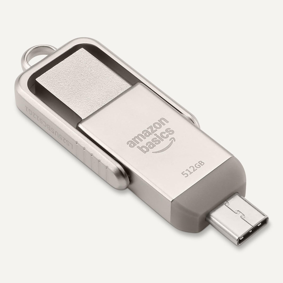 Amazon Basics USB Flash Drive, Thumb Drive Memory Stick with USB C and USB A Dual Ports, 128GB, Champagne Silver