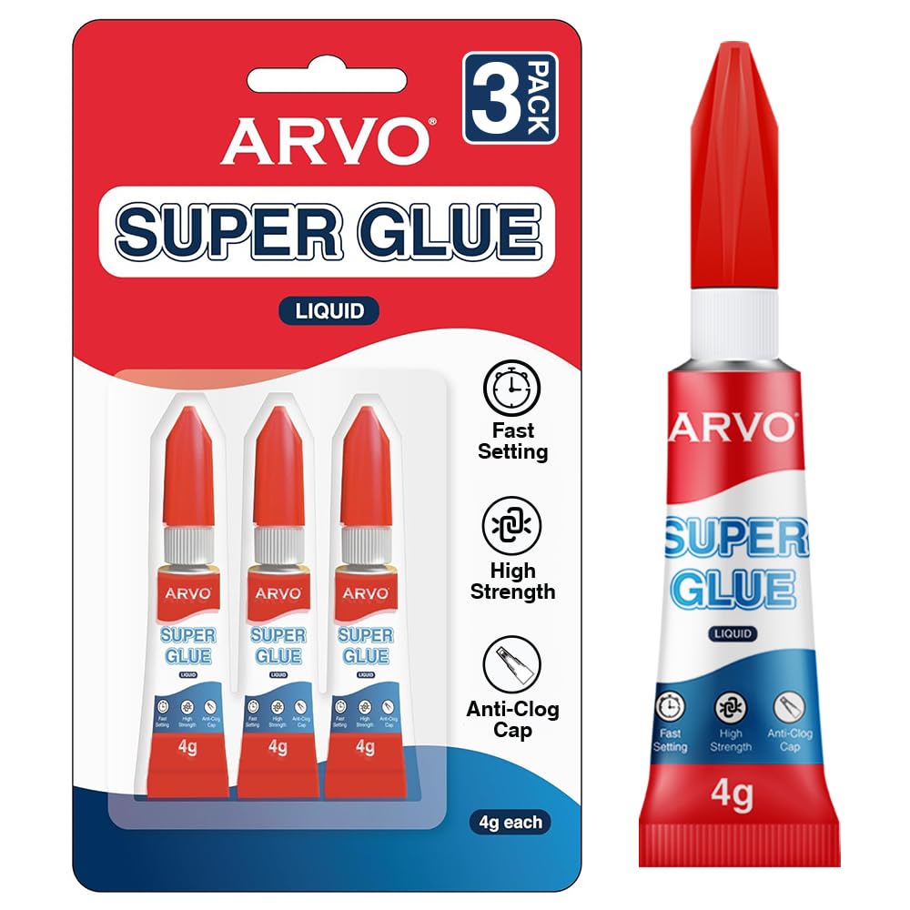 ARVO Super Glue Liquid 12g (Pack of 3 x 4g)