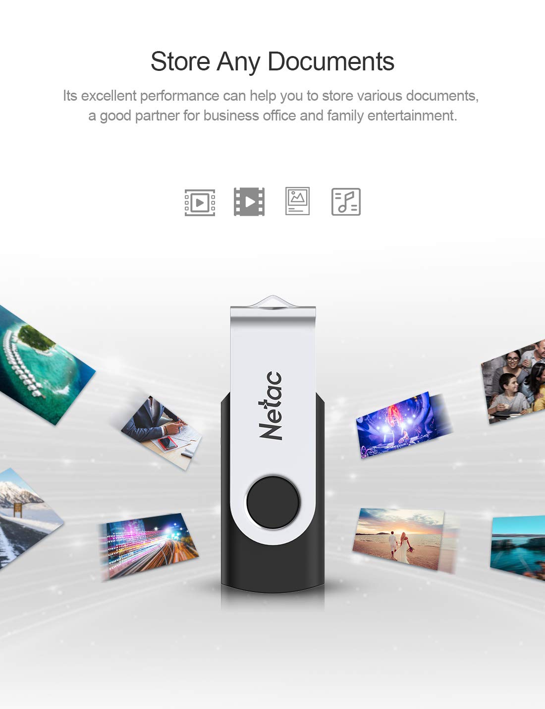 Netac 64GB USB 3.2 Flash Drive, High Speed Swivel Design Memory Stick,Up to 90/30 MB/s(R/W) Pen Drive, Thumb Drive for Data Storage, Zip Drive and jump Drive with LED Light