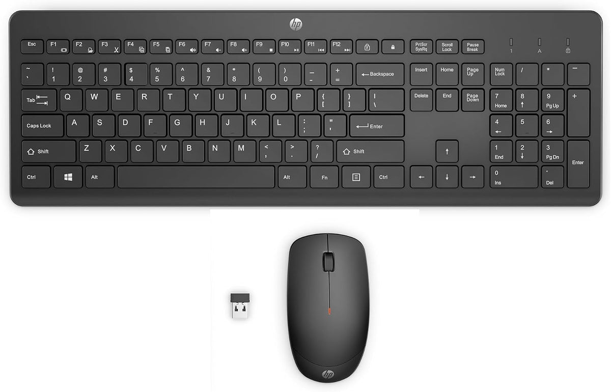 HP 230 Wireless Keyboard and Mouse Combo Set, 2.4 GHz Wireless USB-A Nano Receiver, Up to 1600 dpi, Up to 16 Months Battery Life - Black