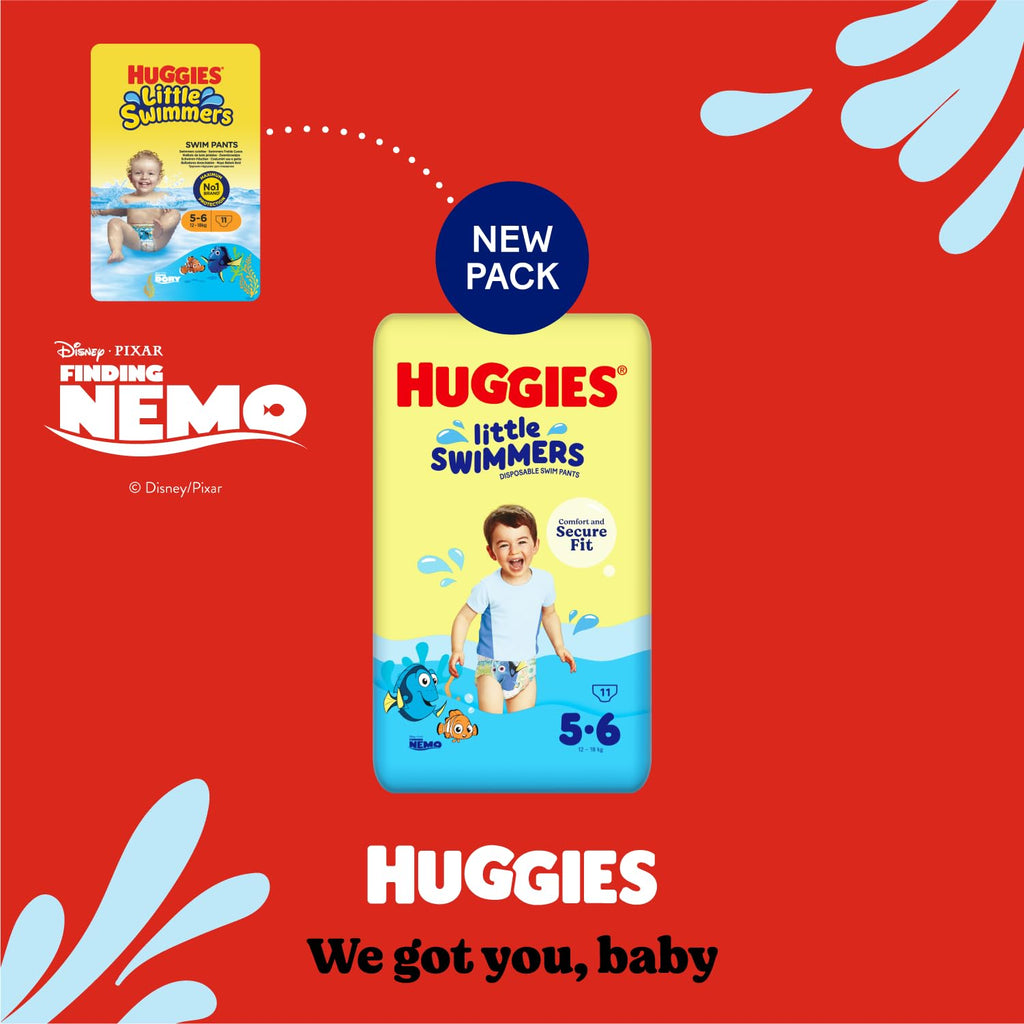 Huggies Little Swimmers, Swim Nappies - Size 3-4, 36 Baby Swim Pants - Leak Guards and Stretchy Waistband Protect Without Swelling - Tear Sides for Easy Removal