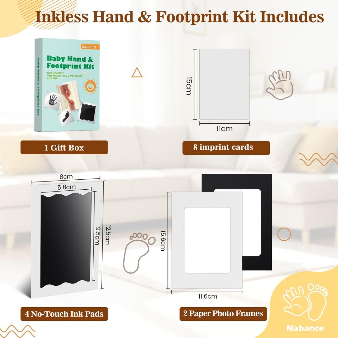 Nabance Baby Footprint Kit & Handprint Kit, Safe for Baby Hands and Feet