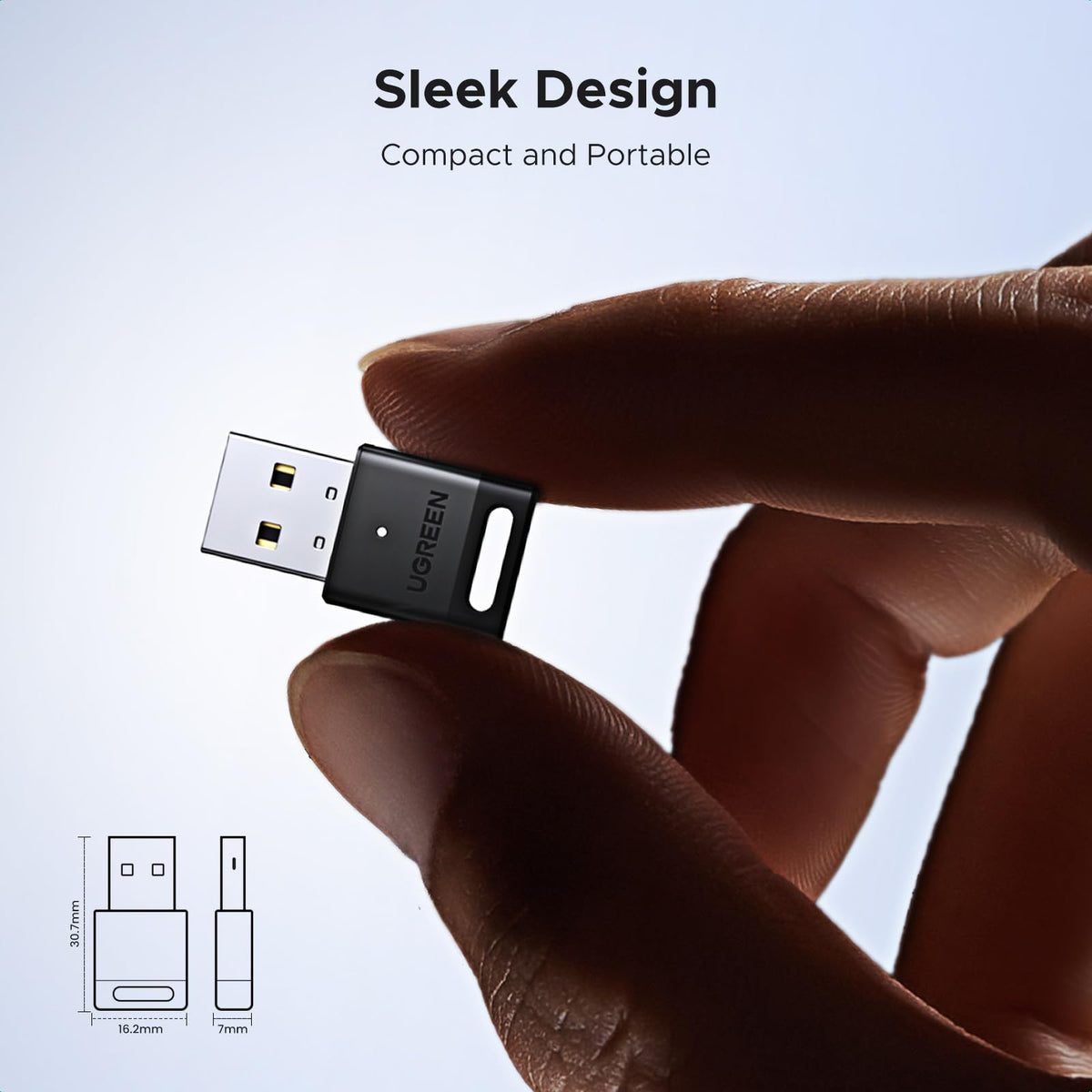 UGREEN Bluetooth 5.3 USB Adapter 328ft/100M Range for PC, Rotatable Antenna