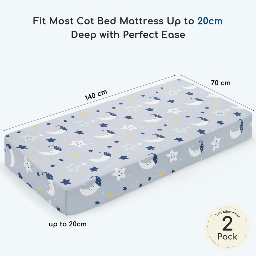 Next to Me Crib Sheets 83x50 cm Fitted 2 Pack Bedside Crib Sheets