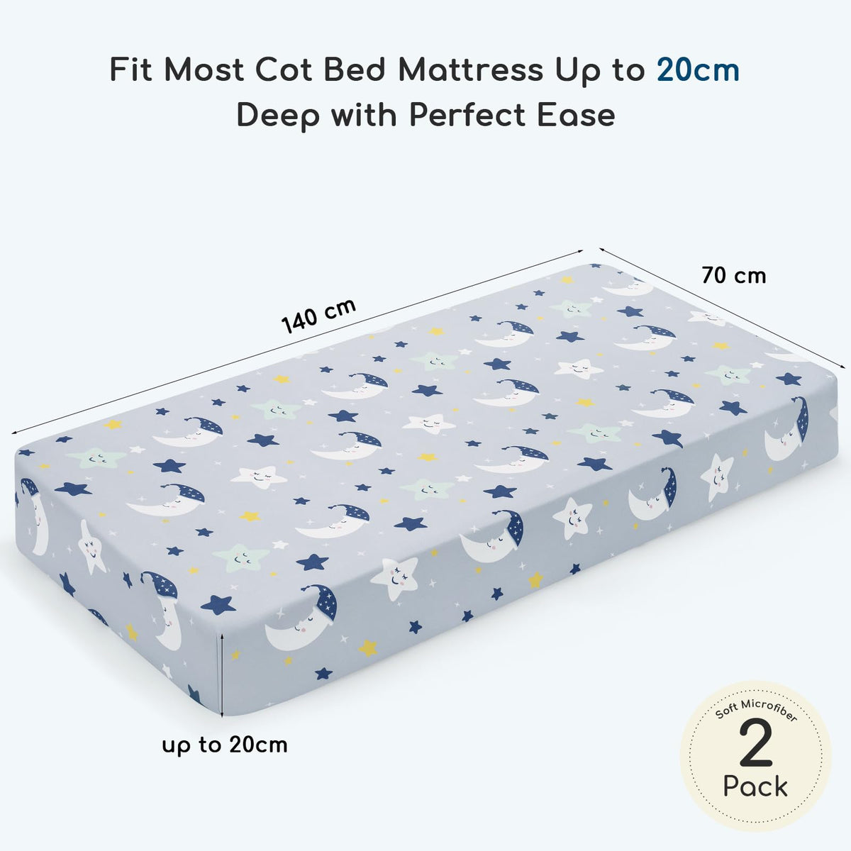 Next to Me Crib Sheets 83x50 cm Fitted 2 Pack Bedside Crib Sheets