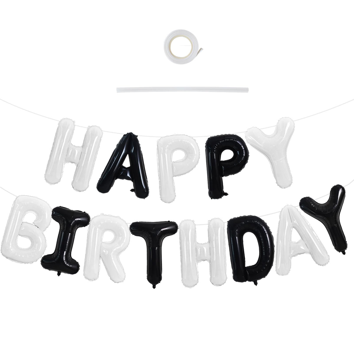 TONIFUL 16 Inch Black Happy Birthday Balloons Banner Decorations for Men
