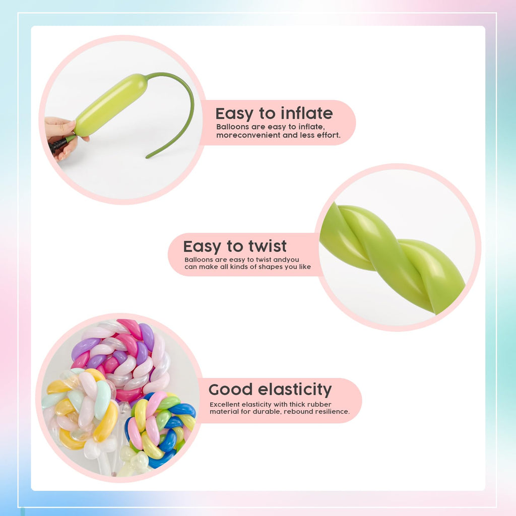 260 Balloons - Clear Long Balloons for Tying Balloon Arch & Balloon Ties