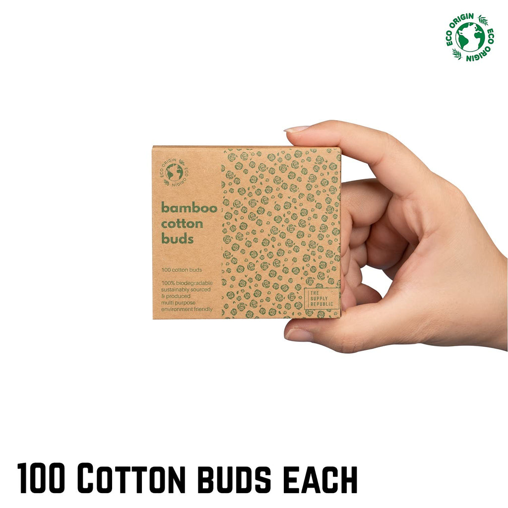 400 Bamboo Cotton Buds |100% Eco-Friendly Biodegradable | Cotton Wool Buds | Compostable Bamboo Earbuds | Recycled Plastic Free Packaging | Cotton Buds Bamboo | Cotton Ear Buds | 400 x Ear Buds Cotton