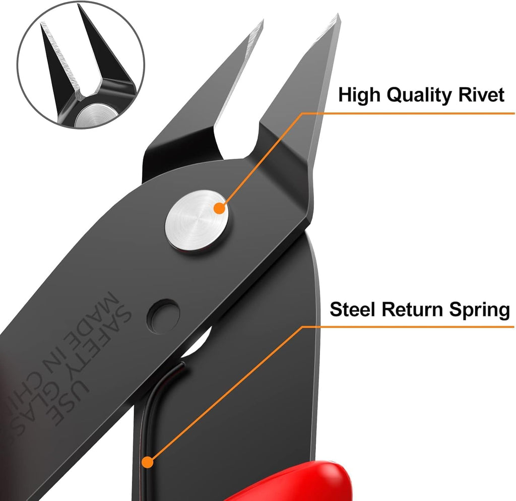 BOENFU Wire Cutter 2 Pack Precision Flush Cutters Side Cutter Small Cable Snips Diagonal Pliers for Cable Tie, 3D Print, Plastic Models, Jewelry, Electronics, Black, 5 Inches