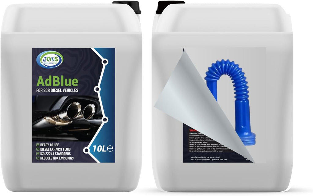 JOVS AdBlue 2 X 10 Litre with Spout – Diesel Exhaust Fluid Additive for SCR-Equipped Vehicles - Crystal Clean Diesel Treatment Fluid, ISO 22241 Compliant, Injected into Engine Exhaust Gases – DEF
