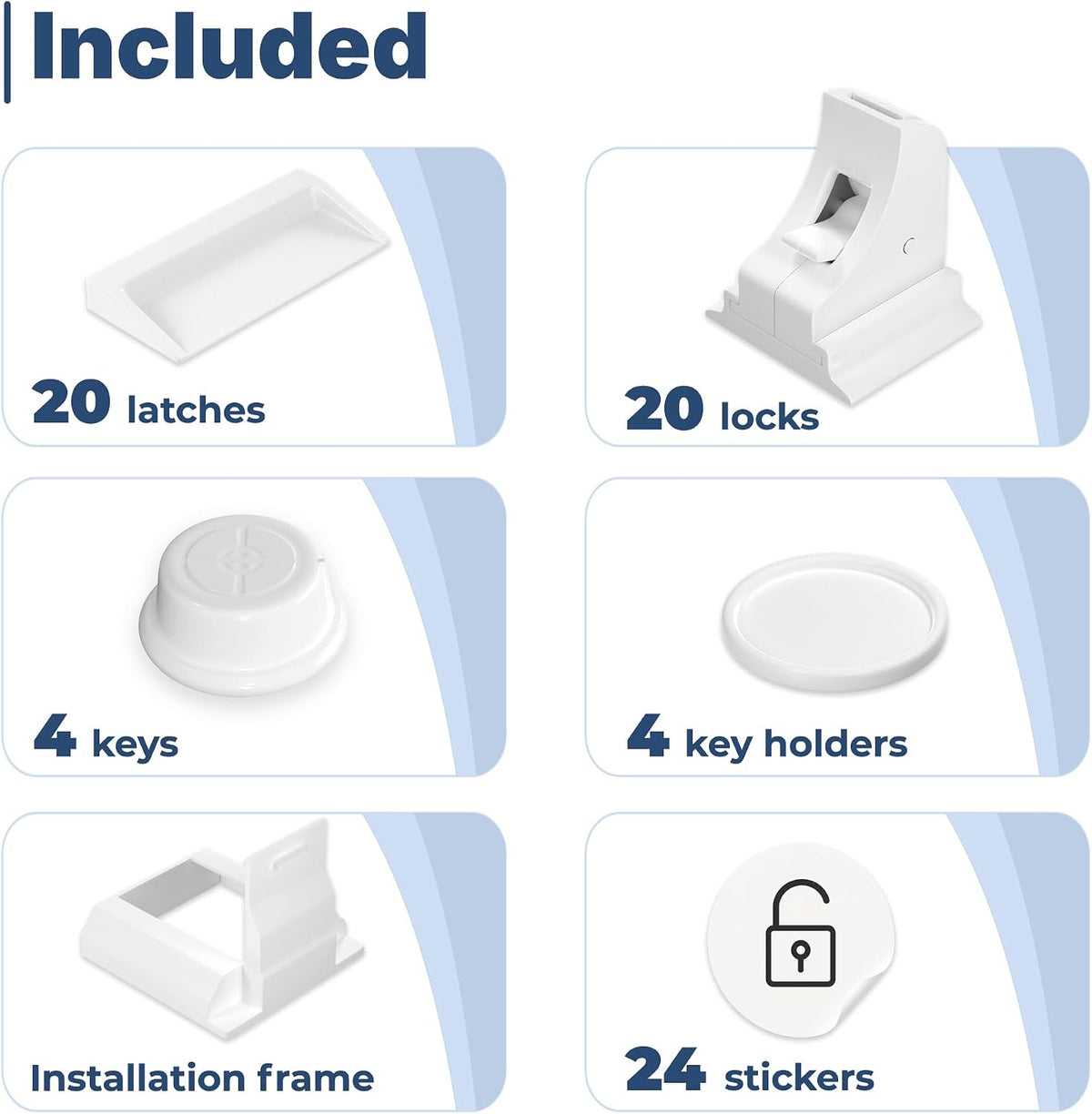 Hoffenbach – 20 Locks & 4 Keys – Magnetic Cupboard Locks – Child Safety Locks for Cabinets, Drawers & Kitchen – Invisible Baby Proofing with Magnet for Doors & Cupboards – White