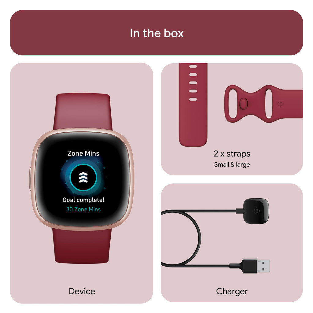 Google Fitbit Versa 4 Fitness Smartwatch with built-in GPS and up to 6 days battery life - compatible with iOS 15 or higher & Android OS 9.0 or higher, Waterfall Blue/Platinum