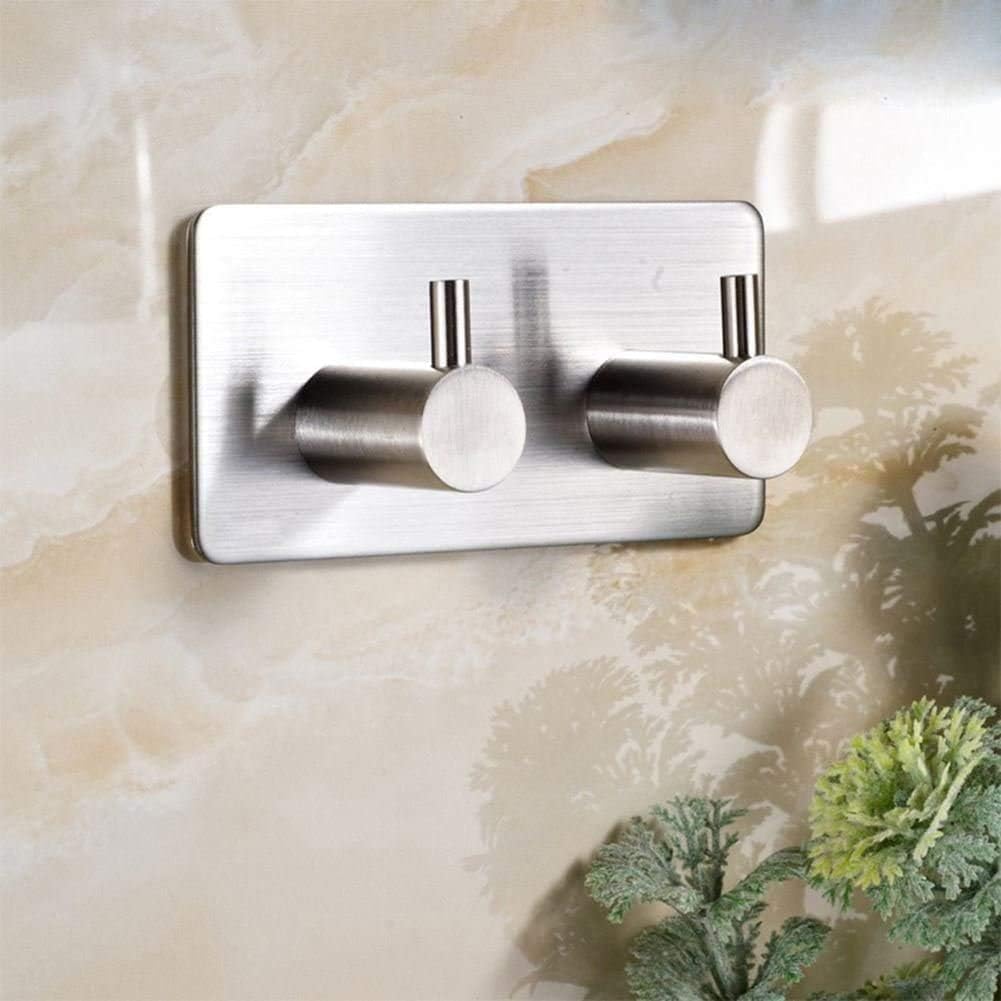 Aikzik 6 Pack Self Adhesive Hooks, Stainless Steel Sticky Hook Heavy Duty, Over 8kg Load - Hooks for Hanging for Towel, Coat, Key, Stick on Bathroom, Kitchen, Door and Wall