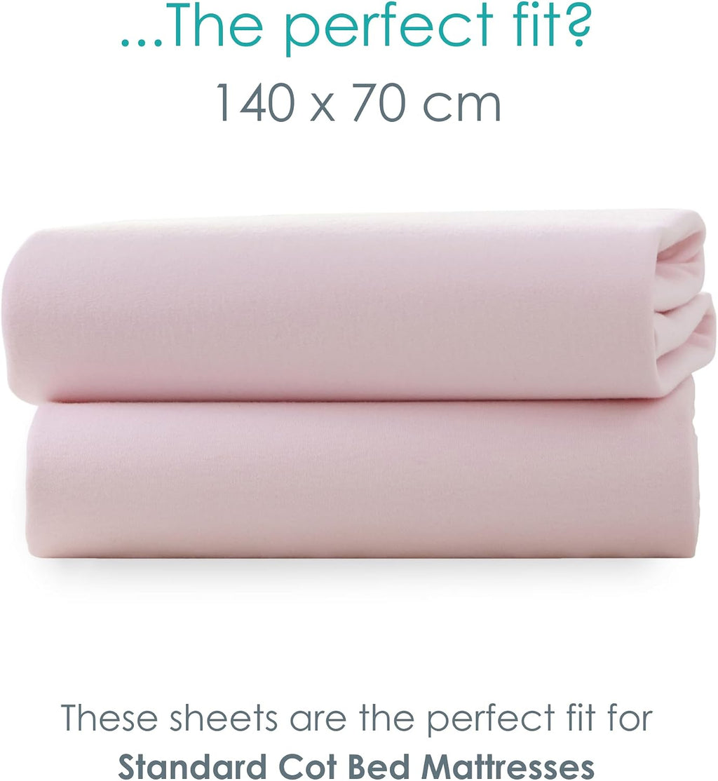 Clair de Lune 2 Pack Jersey Cotton Cot Bed Sheets 70 x 140 cm (Pink)