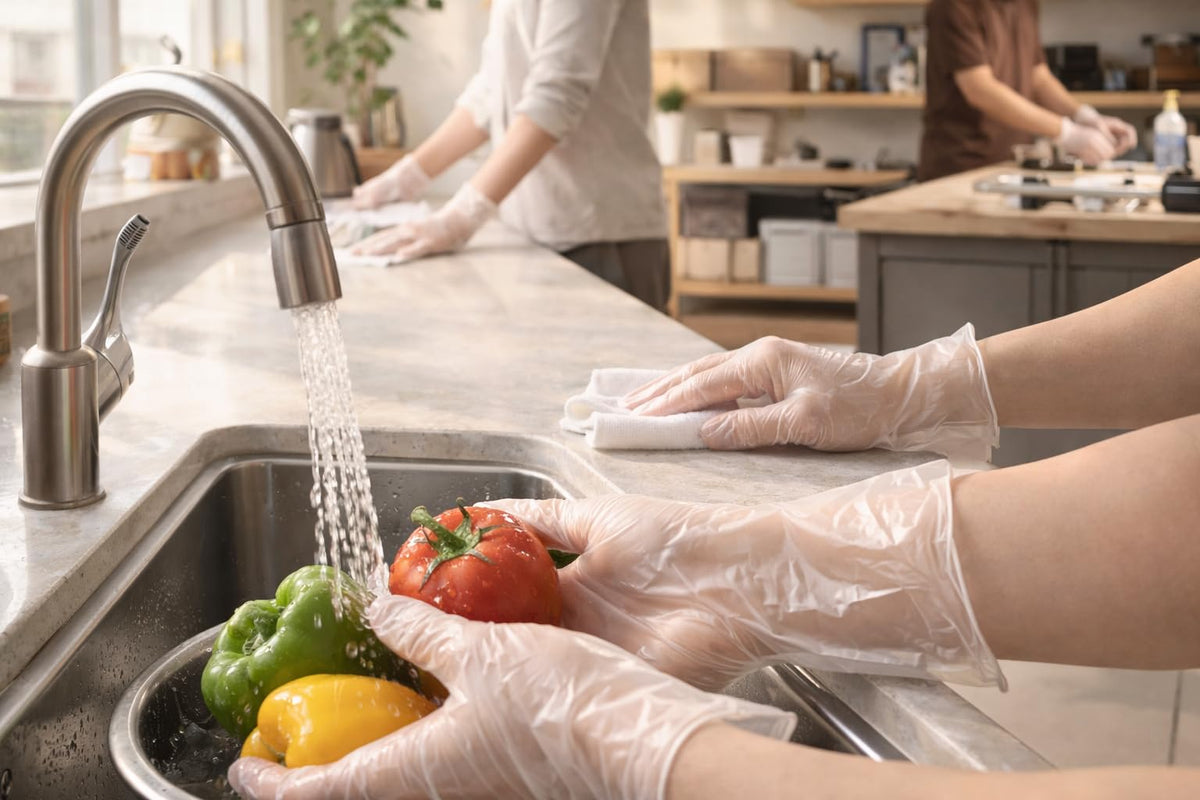 1ABOVE 100 Clear Vinyl Disposable Gloves Small, Powder-Free Latex-Free Ambidextrous Gloves for Food Handling Except Fatty Foods, Cleaning, Hairdressing, Beauty & Everyday Tasks