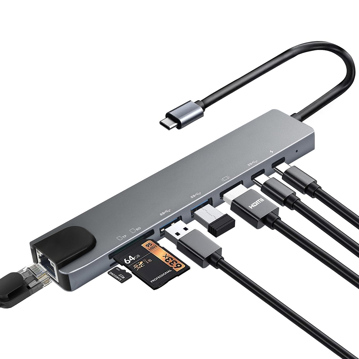 USB C to Dual HDMI Adapter, HDMI Splitter for Dual Monitors 4K@60Hz, USB C to HDMI Splitter Extended Display, USB Type C to Dual Monitors Adapter for MacBook Pro/Air, iPad, Surface, Dell, Chromebook