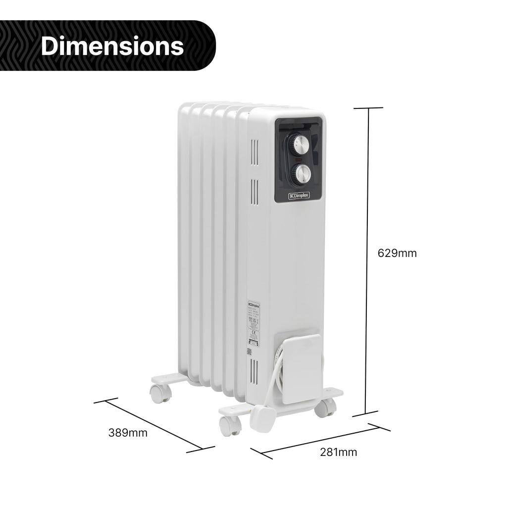 Dimplex ECR20TIE Oil Free Portable Radiator, 2kW Electric Heater, Timer