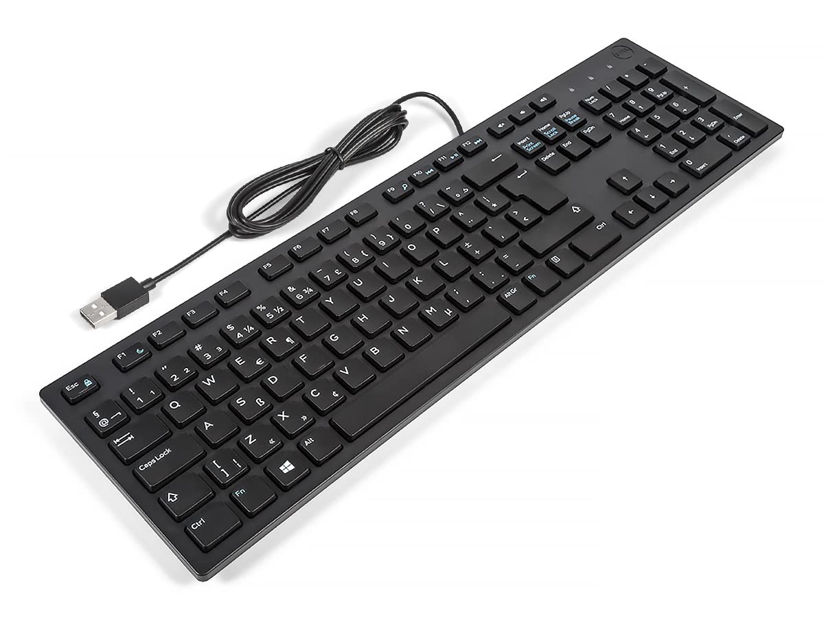Dell Multimedia Wired Keyboard KB216, Spill Resistant, Quiet Keys, Black