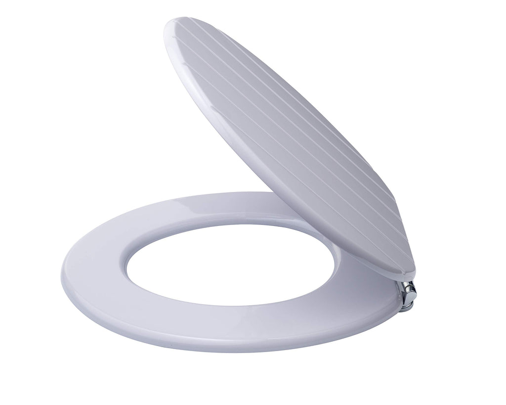AQUALONA® Luxury Grey Oak Effect Toilet Seat - Soft Close MDF Moulded Wood Seat with Quick Release Button and Durable Hinges - Comfortable, Easy to Clean and Install with Universal Fittings