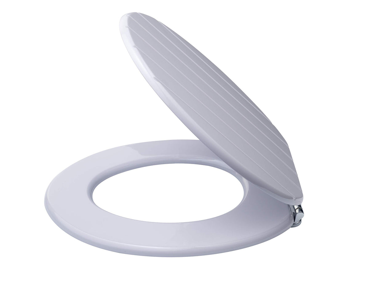 AQUALONA® Luxury Grey Oak Effect Toilet Seat - Soft Close MDF Moulded Wood Seat with Quick Release Button and Durable Hinges - Comfortable, Easy to Clean and Install with Universal Fittings
