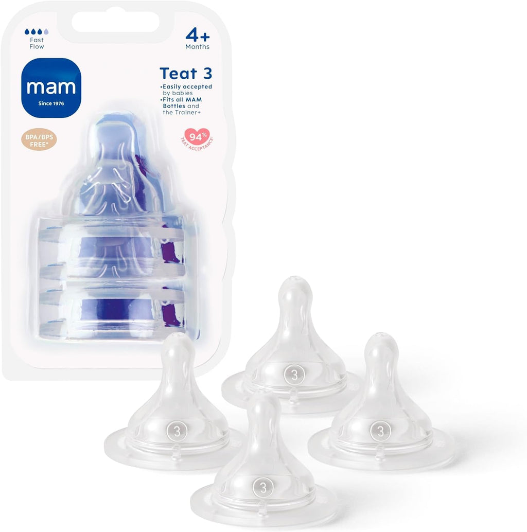 MAM Teats Size 3, Fast Flow, 4 Pack