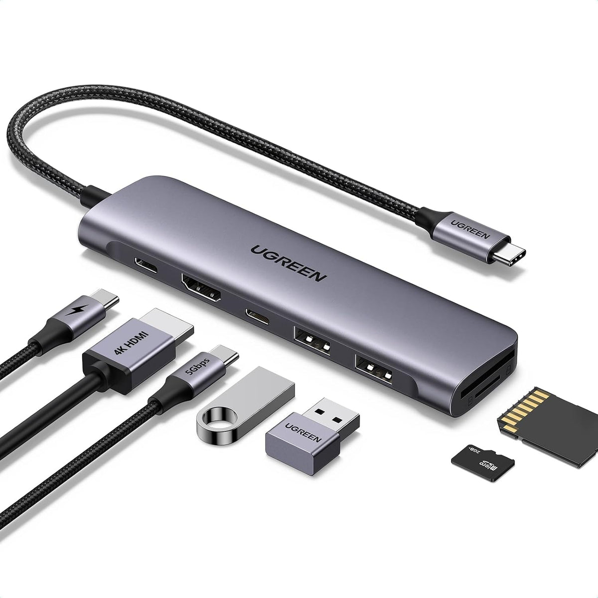UGREEN USB C Hub, 7-in-1 USB Hub for Laptops, 4K HDMI to USB-C Adapter