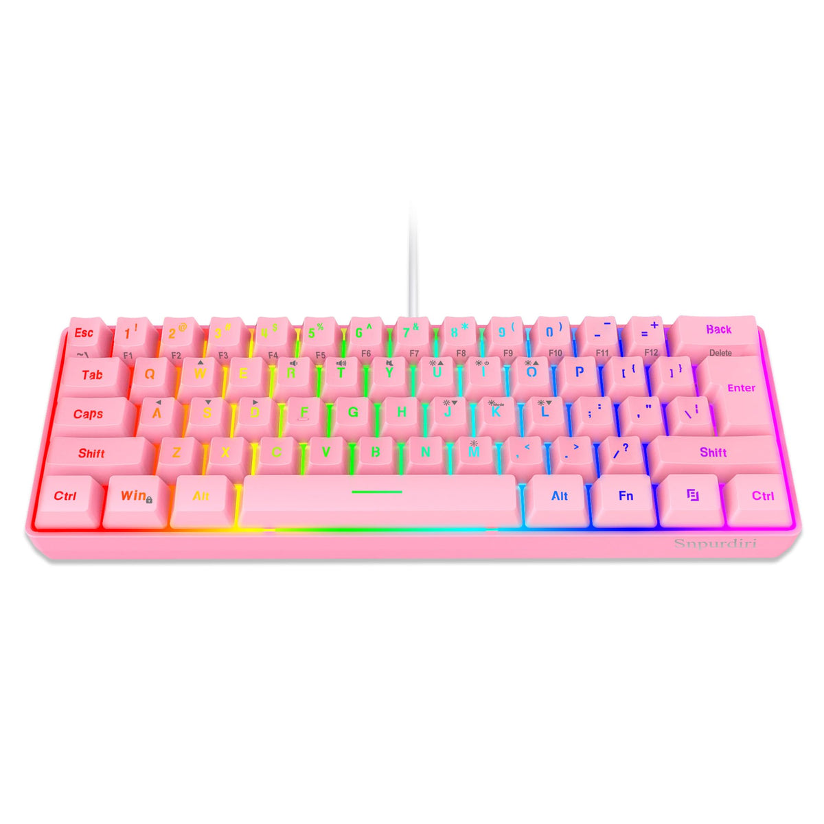 Snpurdiri 2.4G 60% Wireless Gaming Keyboard and Mouse Combo (White-Grey)