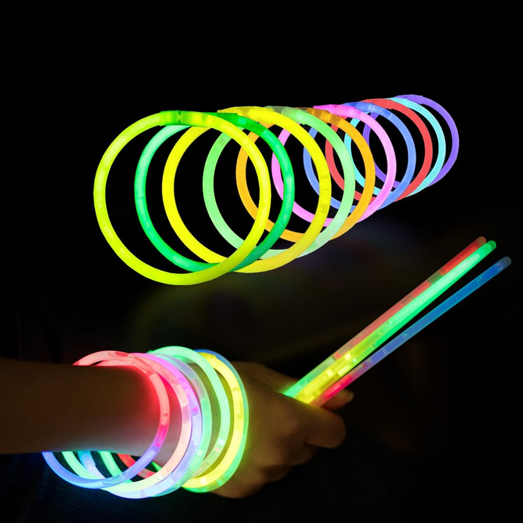 Ammy Glow Glow Sticks (205 Pcs Kit) Bulk Party Pack-100 Pack Glow Sticks with Connectors & Glasses- Party Favors for Kids 8-12- Neon Glow in The Dark Party Supplies for Birthdays & Events