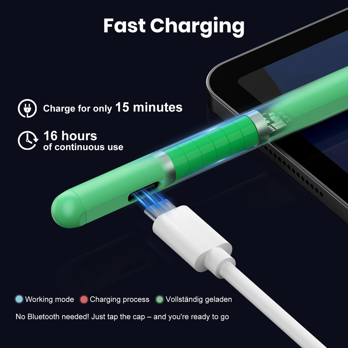 Kingone pencil for Apple iPad 2018-2026,2X Faster Charging & Palm Rejection & Tilt Sensitivity & Magnetic,Stylus Pen Compatible with iPad 6~11th,Pro 11"/12.9"/13",Air 3~5th,Air 11"/13",Mini 7/6/5th.