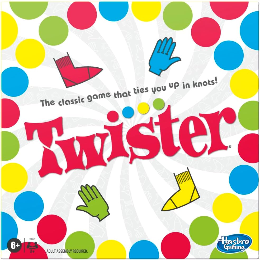 Hasbro Twister Party Classic Board Game for 2 or More Players,Indoor and Outdoor Game for Kids 6 and Up,Packaging May Vary