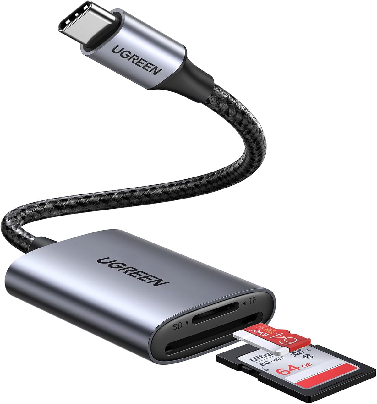 UGREEN SD Card Reader, USB C 170MB/s Adapter with Dual-Slot for TF/SD