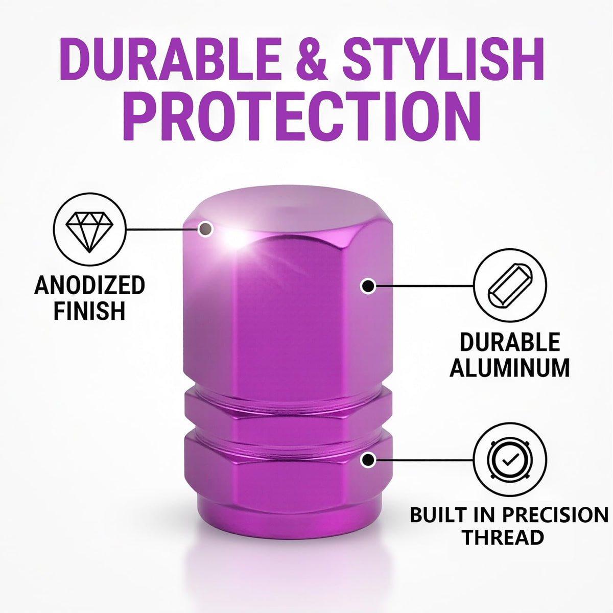 Aluminum Tire Valve Caps,8 Pcs Dustproof Stem Covers