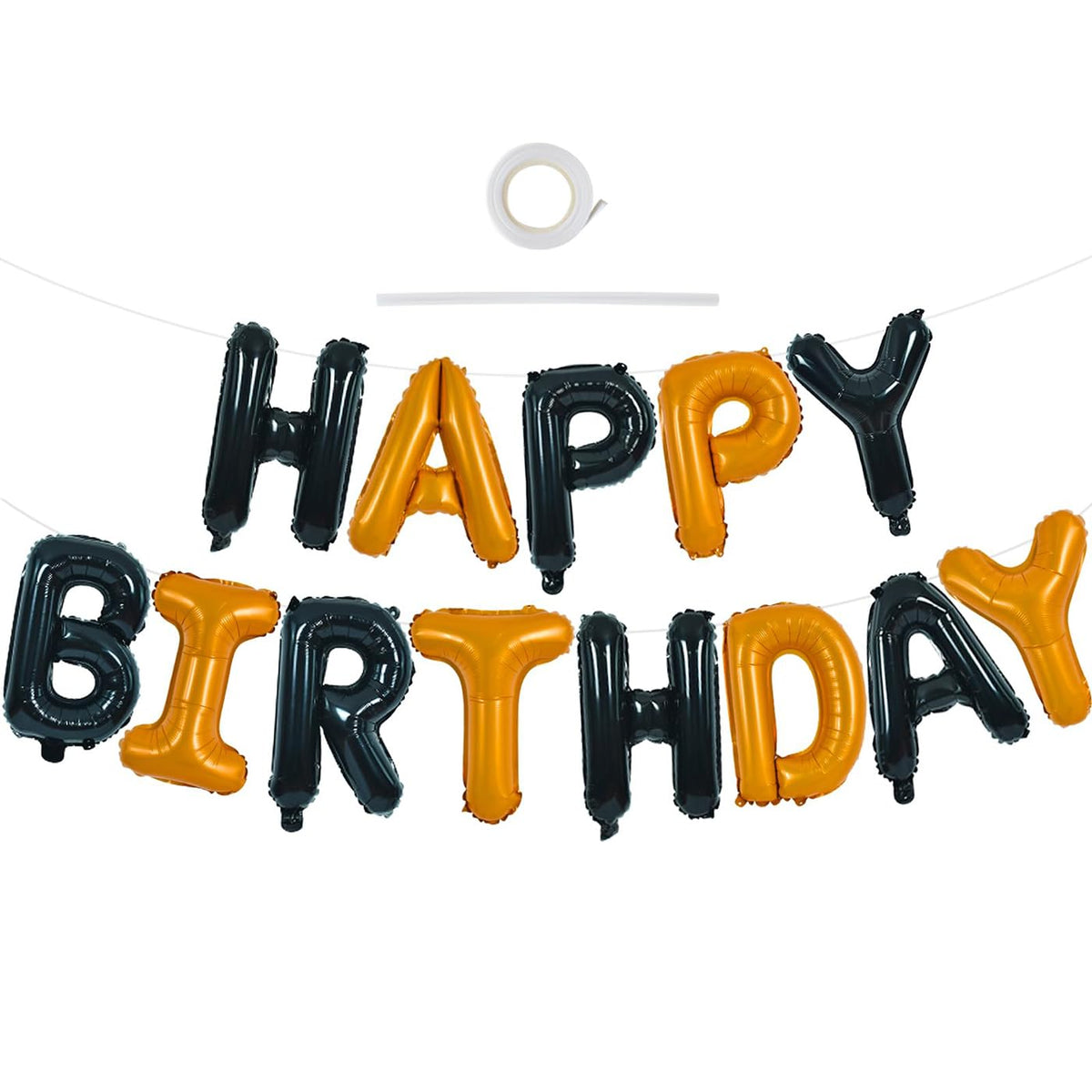 TONIFUL 16 Inch Black Happy Birthday Balloons Banner Decorations for Men