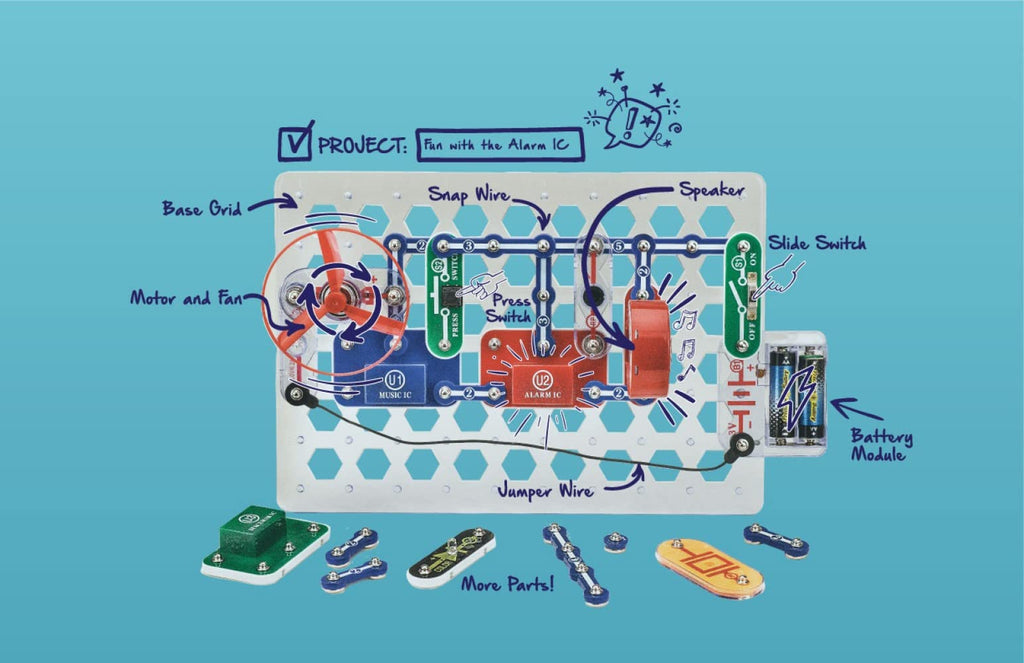 SNAP CIRCUITS Jr. SC-100 STEM Electronics Kit, 100+ Projects, Ages 8+