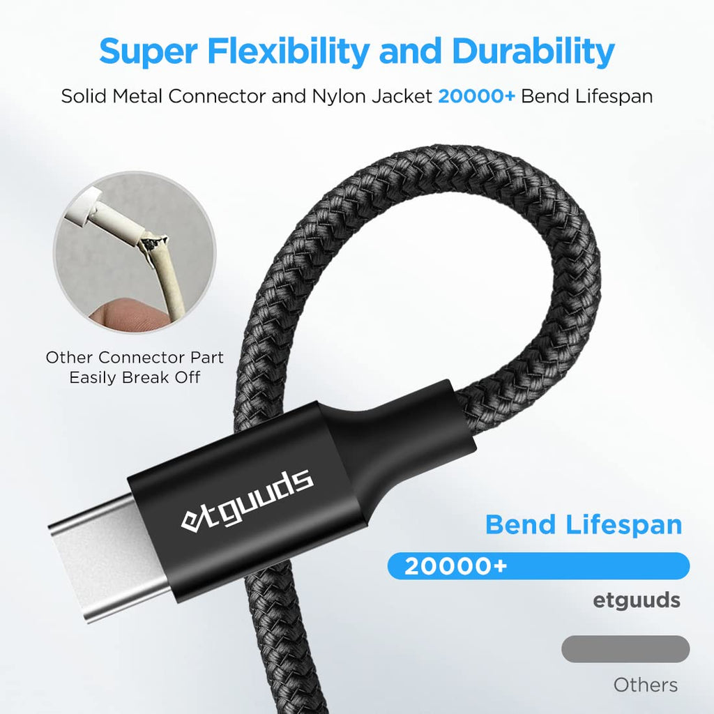 etguuds Extra Short USB C Cable 2Pack 0.15M, USB A to USB C Charger Cable
