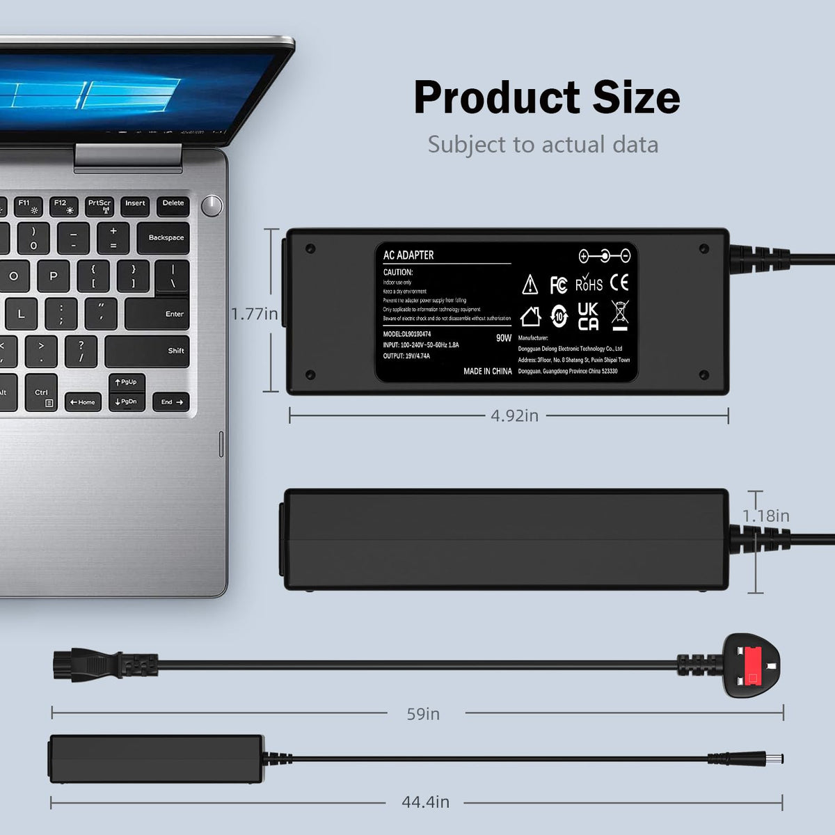 USB C Laptop Charger 45W Compatible with Acer HP Asus Lenovo Chromebook