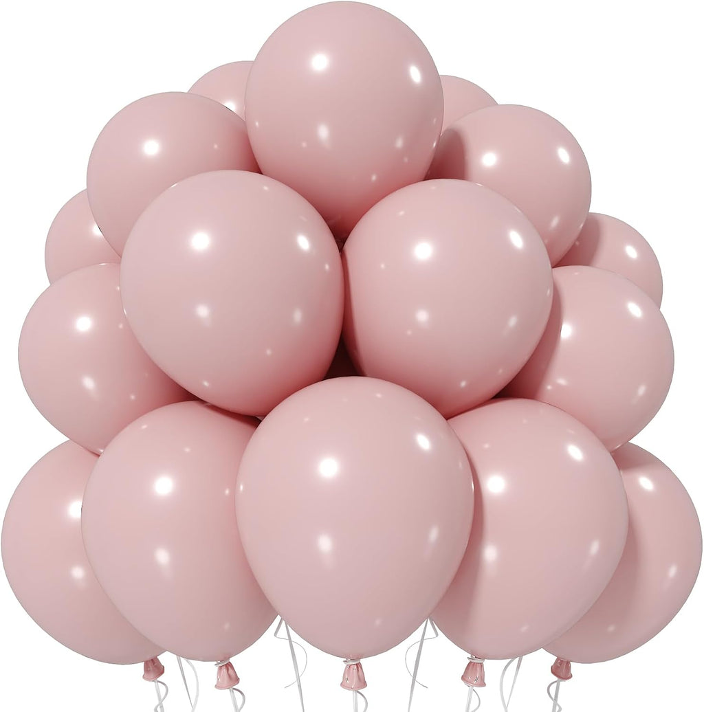 Jobkoo Dusty Pink Balloons, 12 Inch 50 Pcs Boho Blush Pink Latex Balloon
