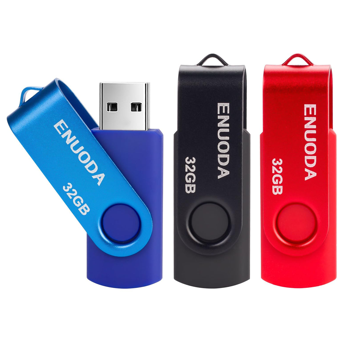 ENUODA Memory Stick 32GB USB 2.0 Flash Drives Swivel Design Pen Drive Fold Storage Thumb Drive with LED Light(Blue)