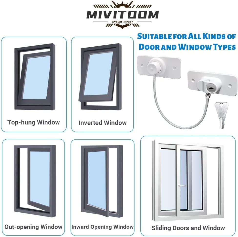2pcs Window Locks Set for UPVC Windows,Window Restrictor Locks for Children Security with Screws Keys