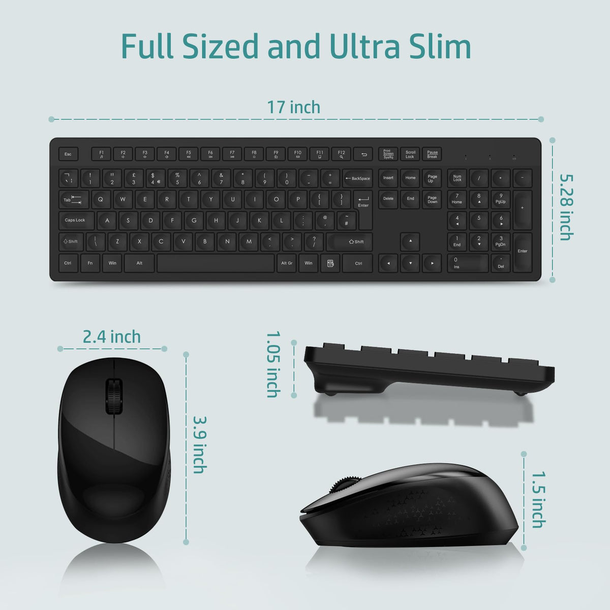 LeadsaiL Wireless Keyboard and Mouse Set, 2.4GHz USB Computer Keyboards and Mouse Combo, Ergonomic Design with 12 Multimedia Shortcuts for HP/Lenovo Laptop and Mac-Pink