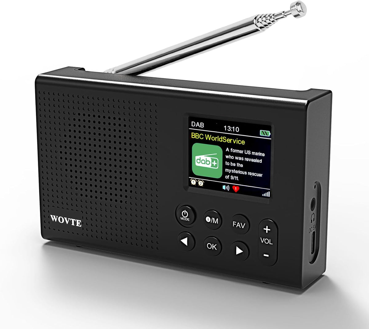 WOVTE Portable DAB/DAB+/FM Digital Colour Display Radio