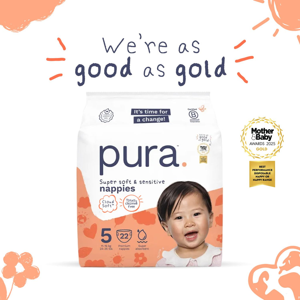 Pura Nappy Size 5 (11–16kg) 132 Count Sensitive Skin