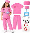 Meland Doctor Costume for Kids 3-10, Pretend Play Career Dress Up with Bag