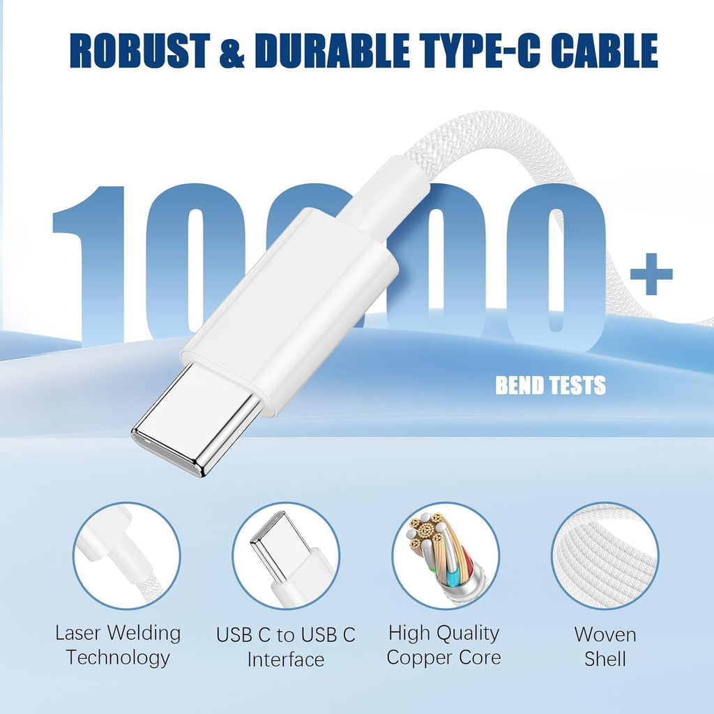 2 Pack 60W USB-C to C Fast Charging Charger Cable For iPhone 18 Pro Max 17e