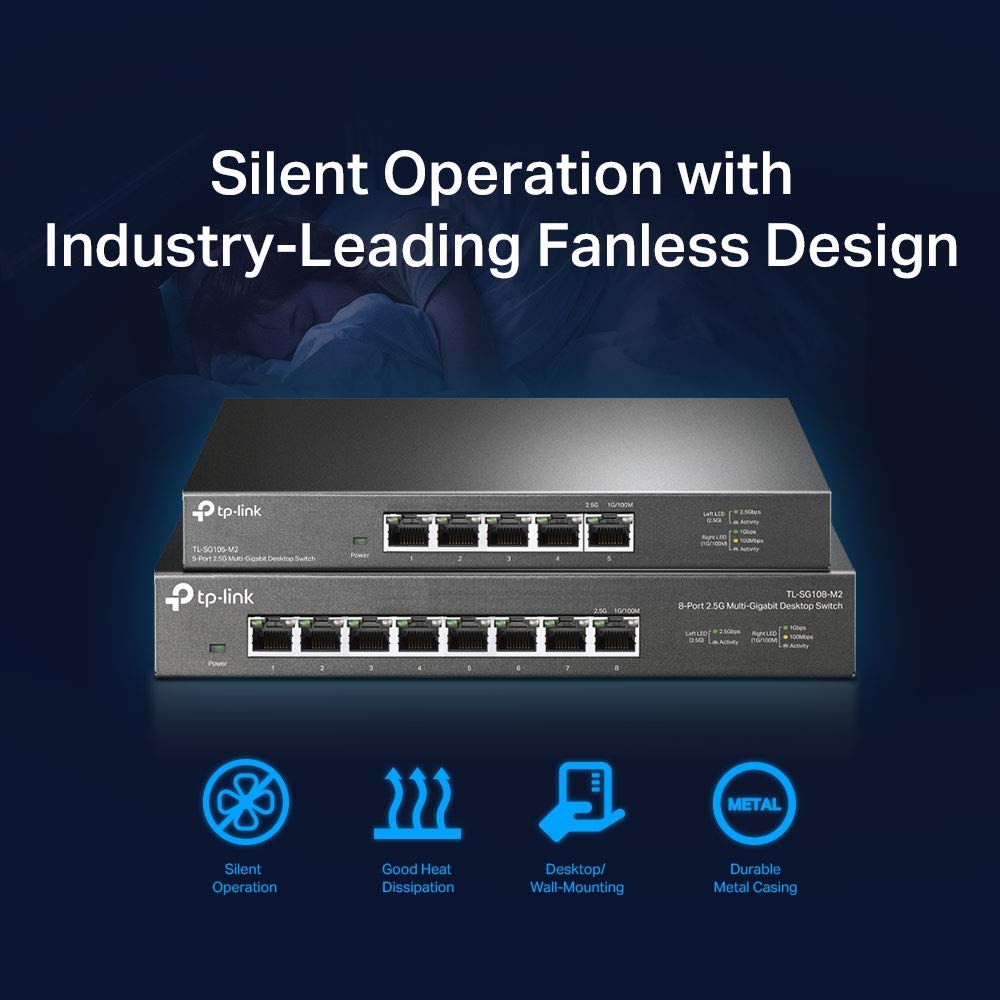 TP-Link TL-SG105S 5-Port Gigabit Network Switch, Metal Ethernet Splitter